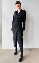 Black Wrap-Style Jumpsuit