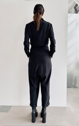 Black Wrap-Style Jumpsuit