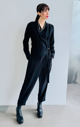 Black Wrap-Style Jumpsuit