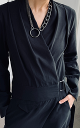 Black Wrap-Style Jumpsuit