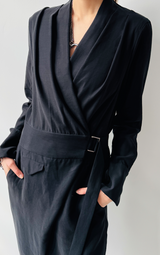Black Wrap-Style Jumpsuit