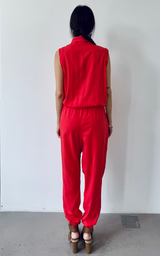 Asym Drape Jumpsuit - Coral