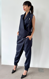 Asym Drape Jumpsuit - Midnight Navy