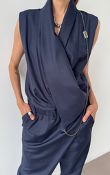 Asym Drape Jumpsuit - Midnight Navy