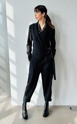 Black Wrap-Style Jumpsuit