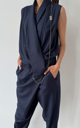 Asym Drape Jumpsuit - Midnight Navy