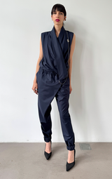 Asym Drape Jumpsuit - Midnight Navy