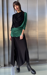 Bicolor Drape Dress