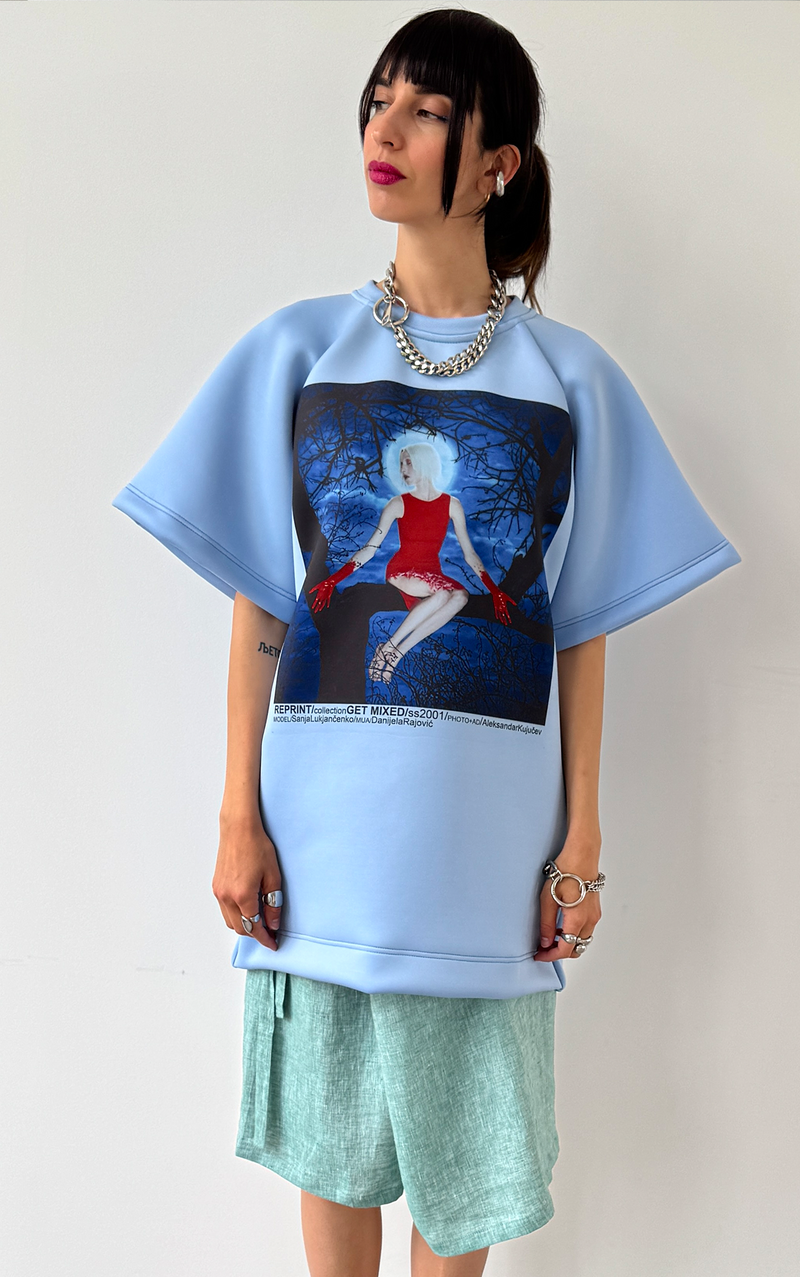 Graphic Long T-Shirt - Blue