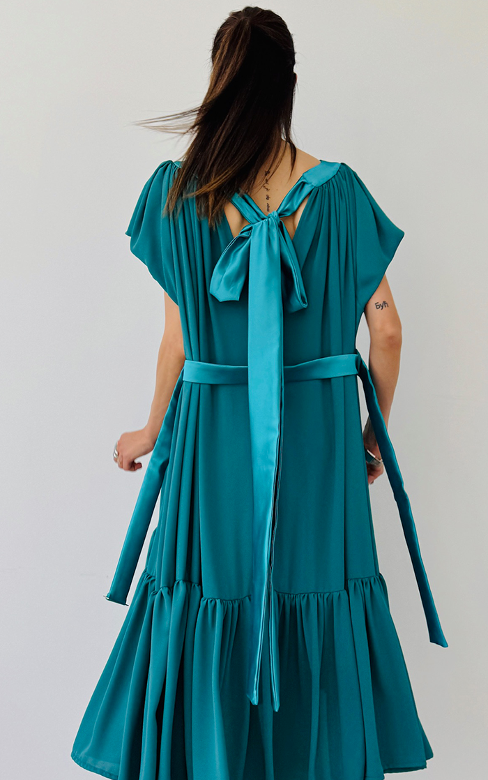 Ruffle Dress Short - Turquoise