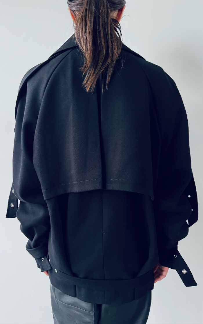 Pierced Trench Jacket - Black