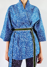 Leopard Kimono - Blue