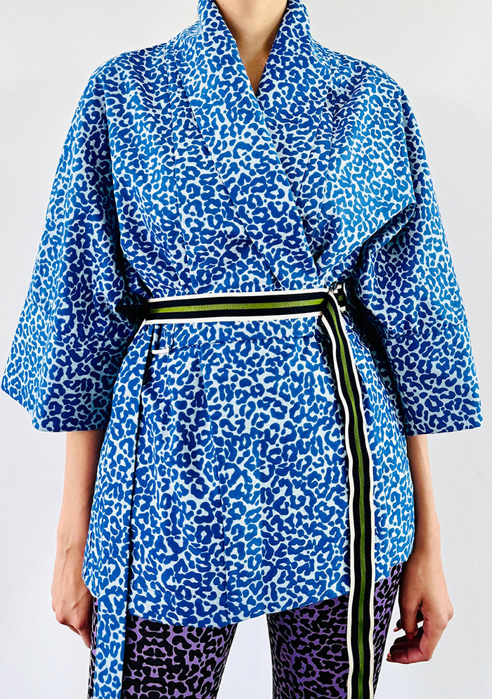 Leopard Kimono - Blue