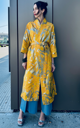 Golden Bloom Brocade Kimono