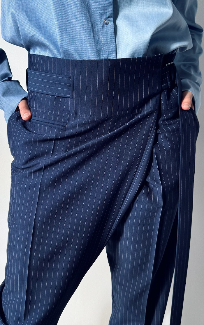 Wrap Pants - Stripe Blue
