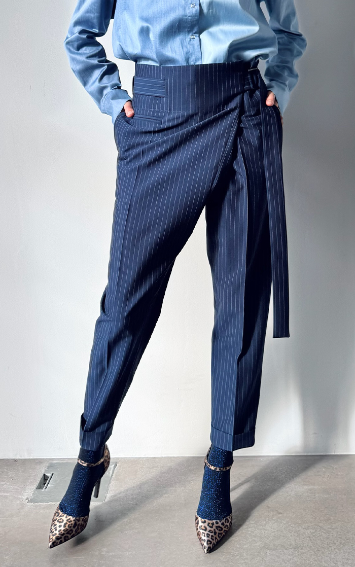 Wrap Pants - Stripe Blue