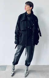 Pierced Trench Jacket - Black