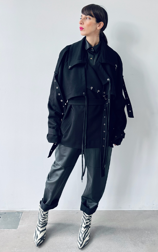 Pierced Trench Jacket - Black