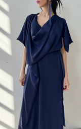 Navy Blue Drape Dress