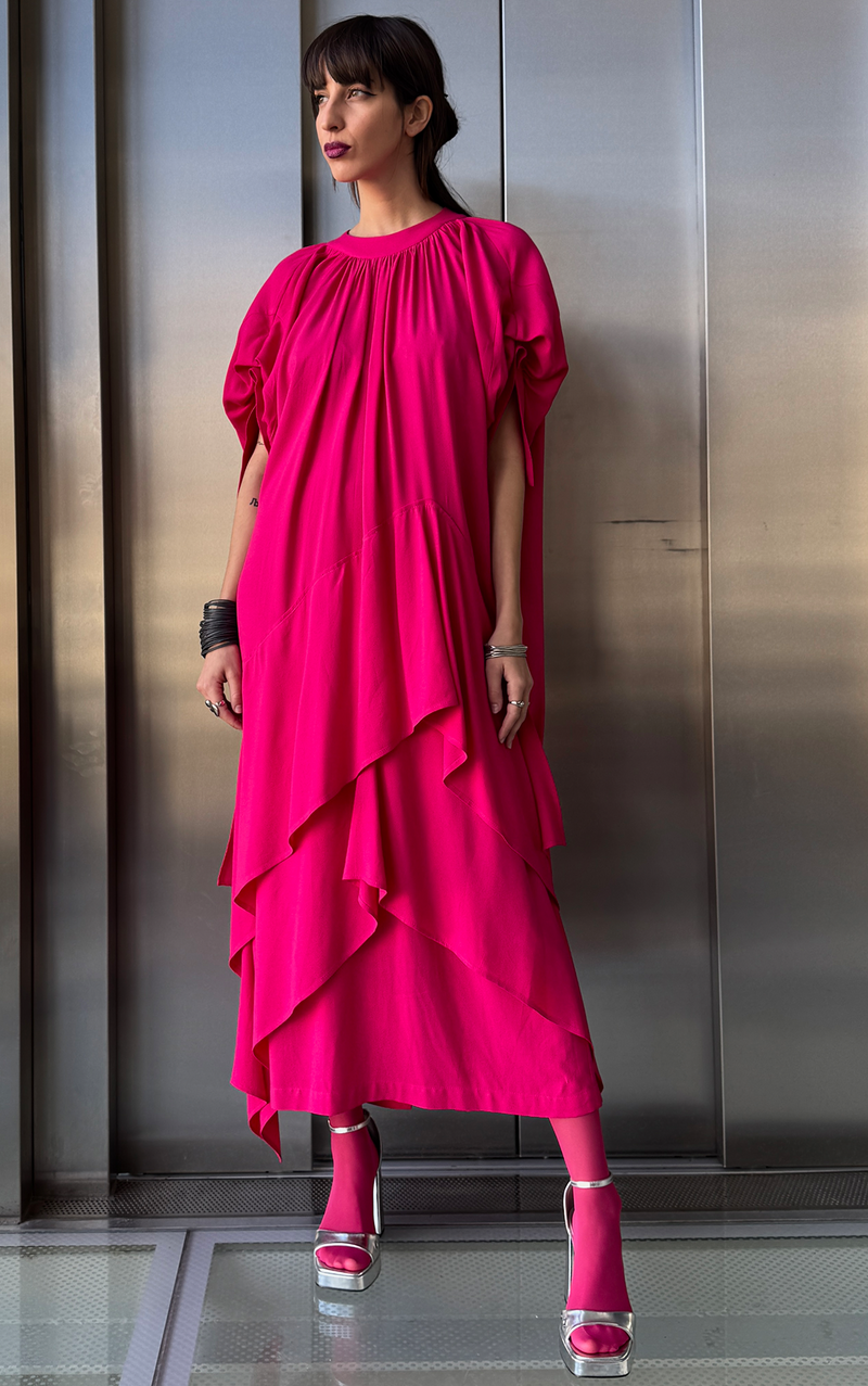 Pink Puff Sleeve Dress