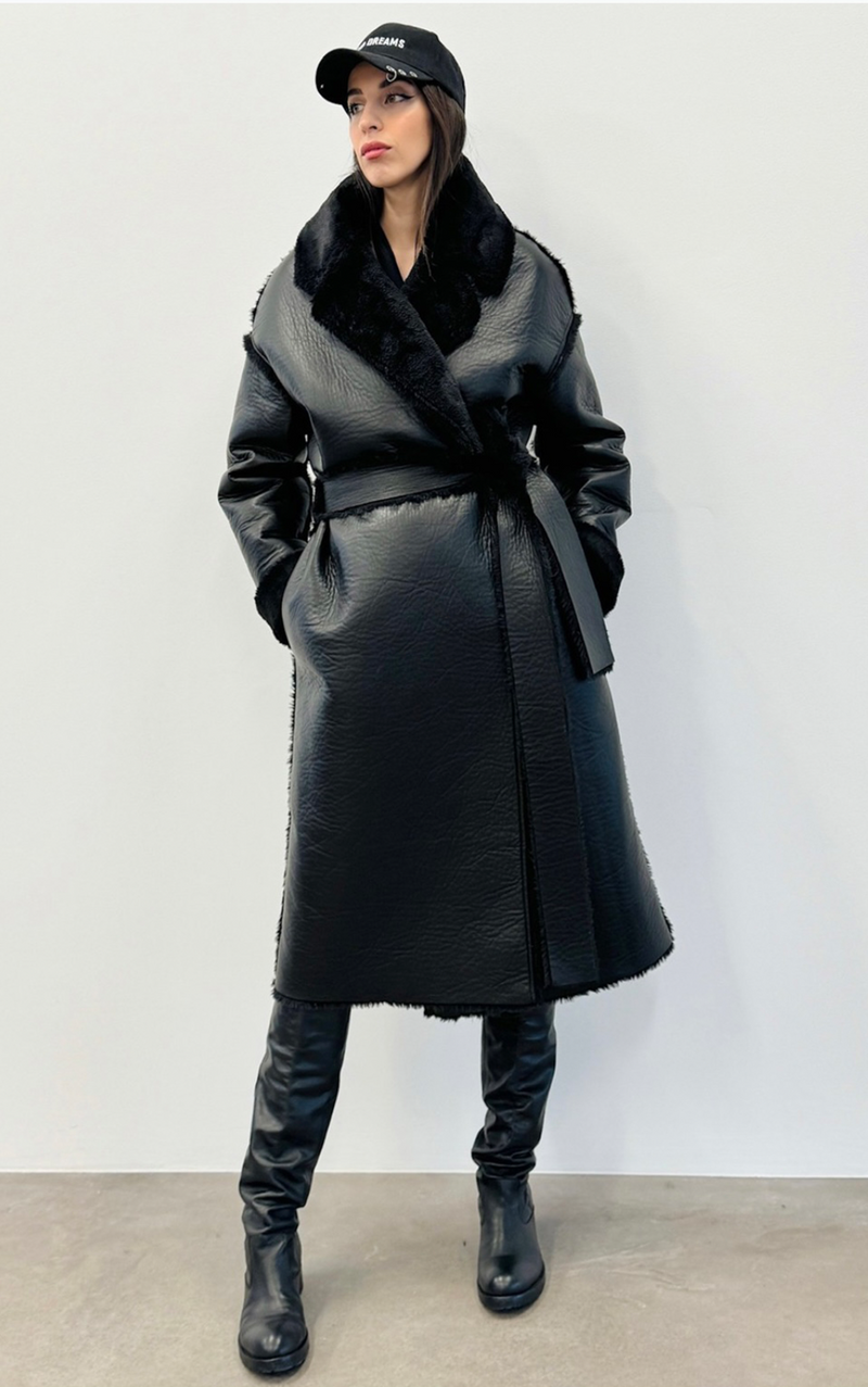 Faux Fur Coat - Black