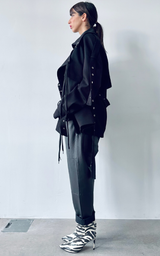 Pierced Trench Jacket - Black