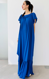 Ruffle Dress Long - Blue