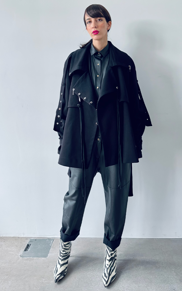 Pierced Trench Jacket - Black