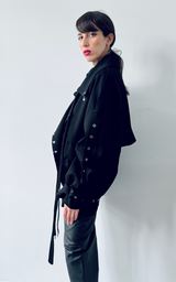 Pierced Trench Jacket - Black