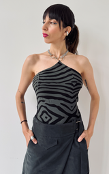 Zebra Necklace Top - Black