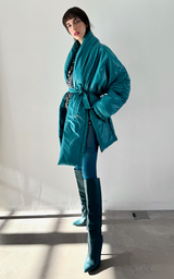 Wrap Puffer Jacket - Turquoise