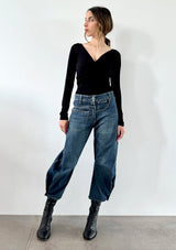 Ballon Cropped Blue Jeans 001