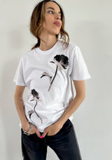 White T-shirt - Black Rose