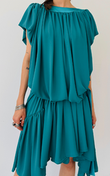 Ruffle Dress Short - Turquoise