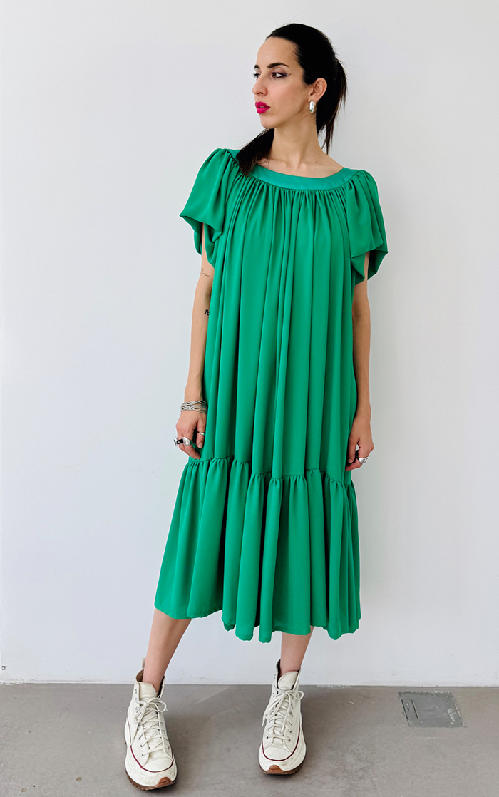Ruffle Dress Short - Green