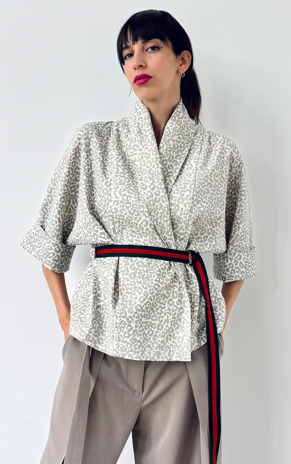 Leopard Lucid Dreams Kimono - OffWhite