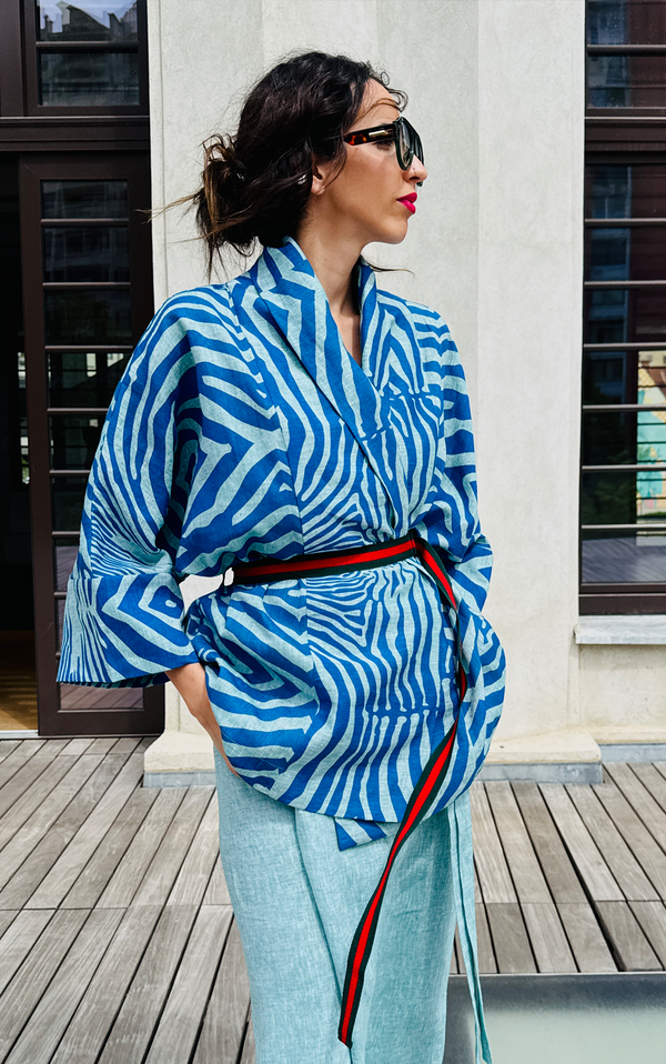 Zebra Linen Kimono