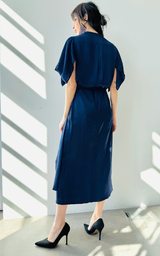Navy Blue Drape Dress