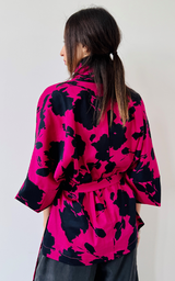 Floral Kimono - Black/Pink
