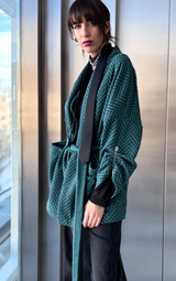 Sweatshirt Kimono - Short Emerald Green