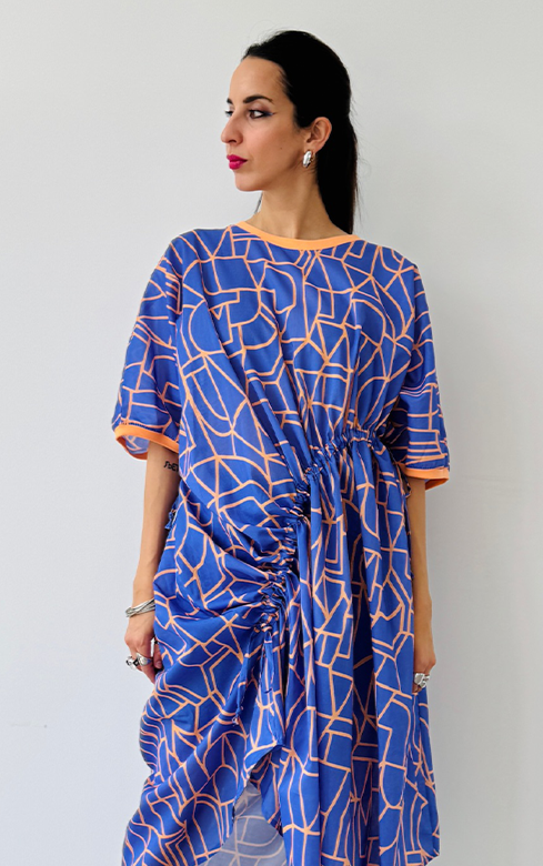 Tunic Dress – Orange/Lilac