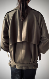 Pierced Trench Jacket - Olive Green