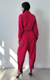 Asym Jumpsuit - Coral Red