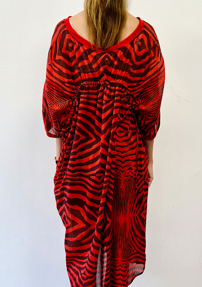 Zebra Tunic - Coral Red