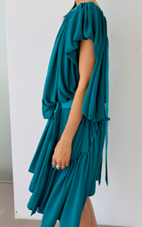 Ruffle Dress Short - Turquoise