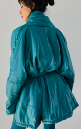 Wrap Puffer Jacket - Turquoise