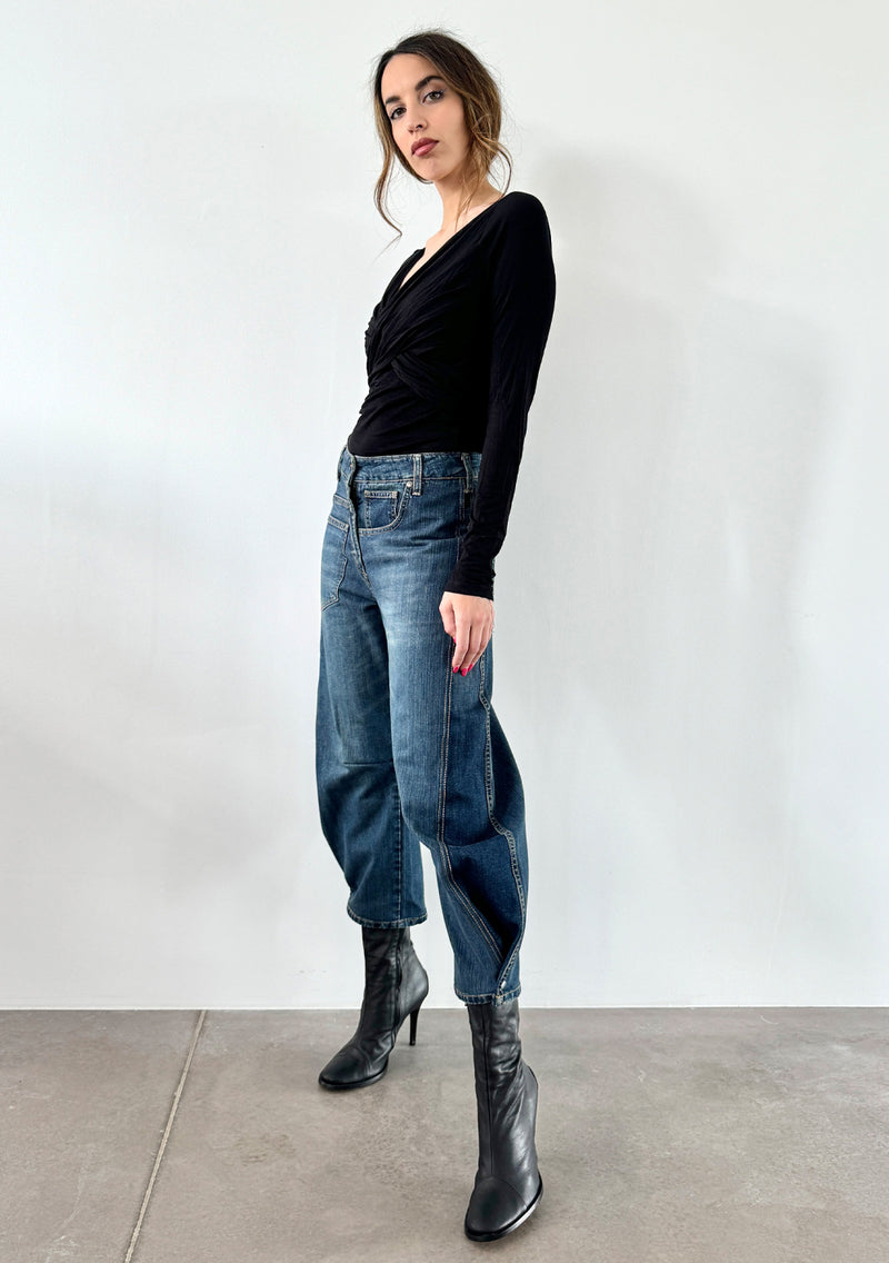 Ballon Cropped Blue Jeans 001