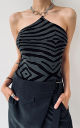 Zebra Necklace Top - Black