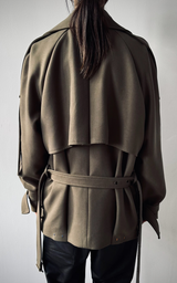 Pierced Trench Jacket - Olive Green