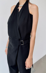 Asym Open Back Jumpsuit - Black